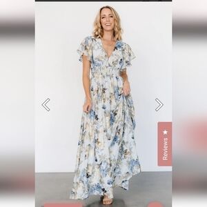 NWT Baltic Born Lynlee Metallic Maxi Dress - Dusty Blue